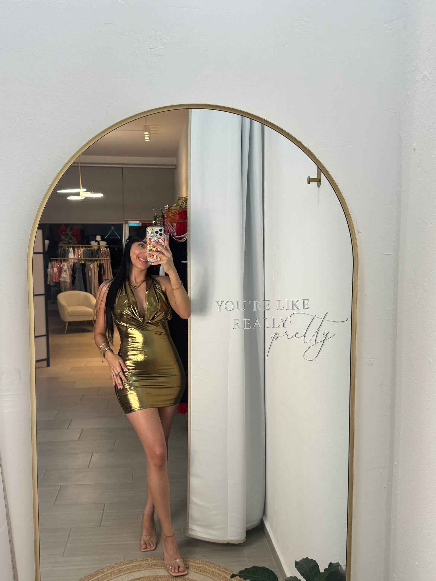 Metallic Gold Mini Dress