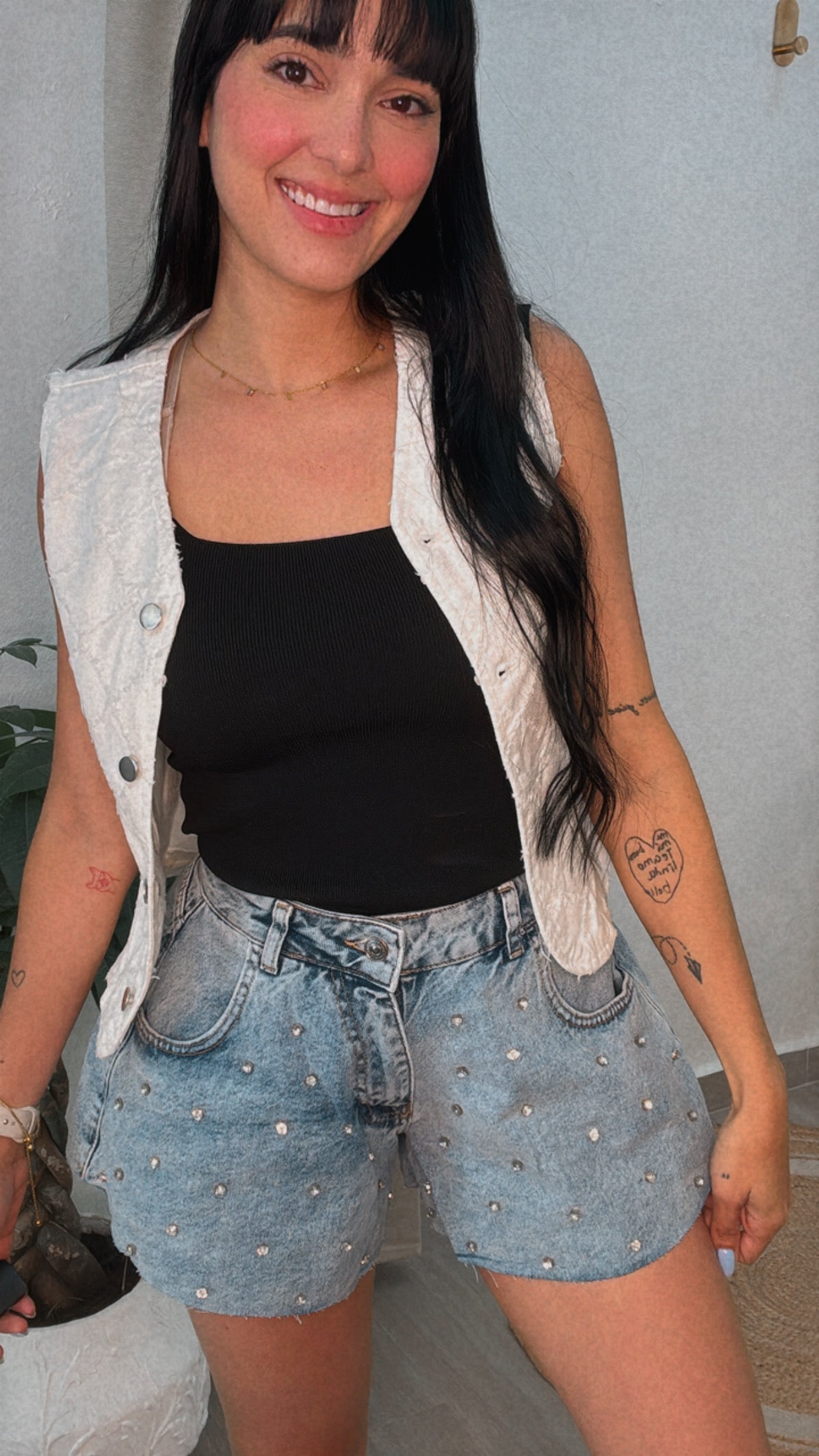 Denim White Vest