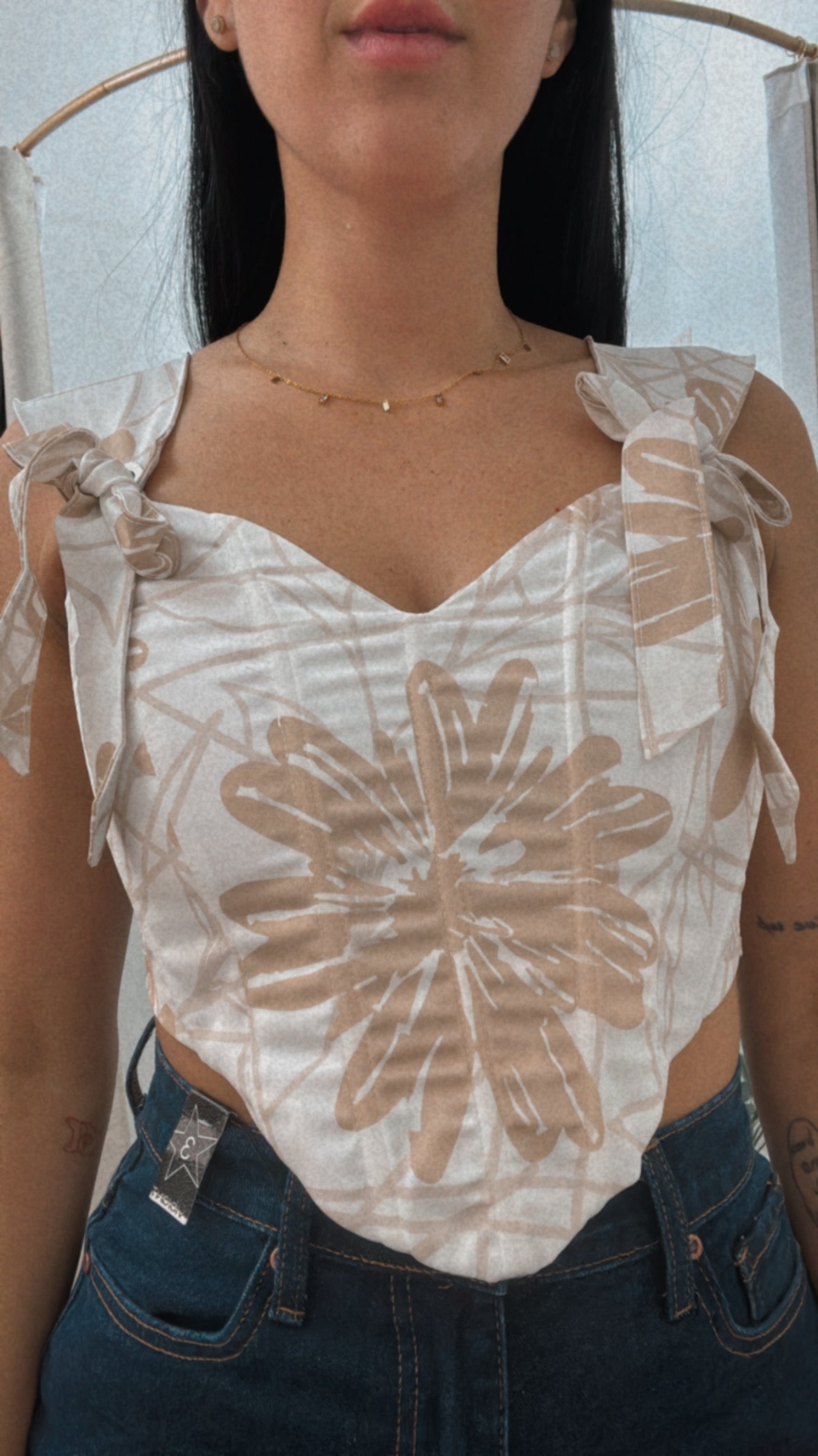 Corset Adela White & Camel