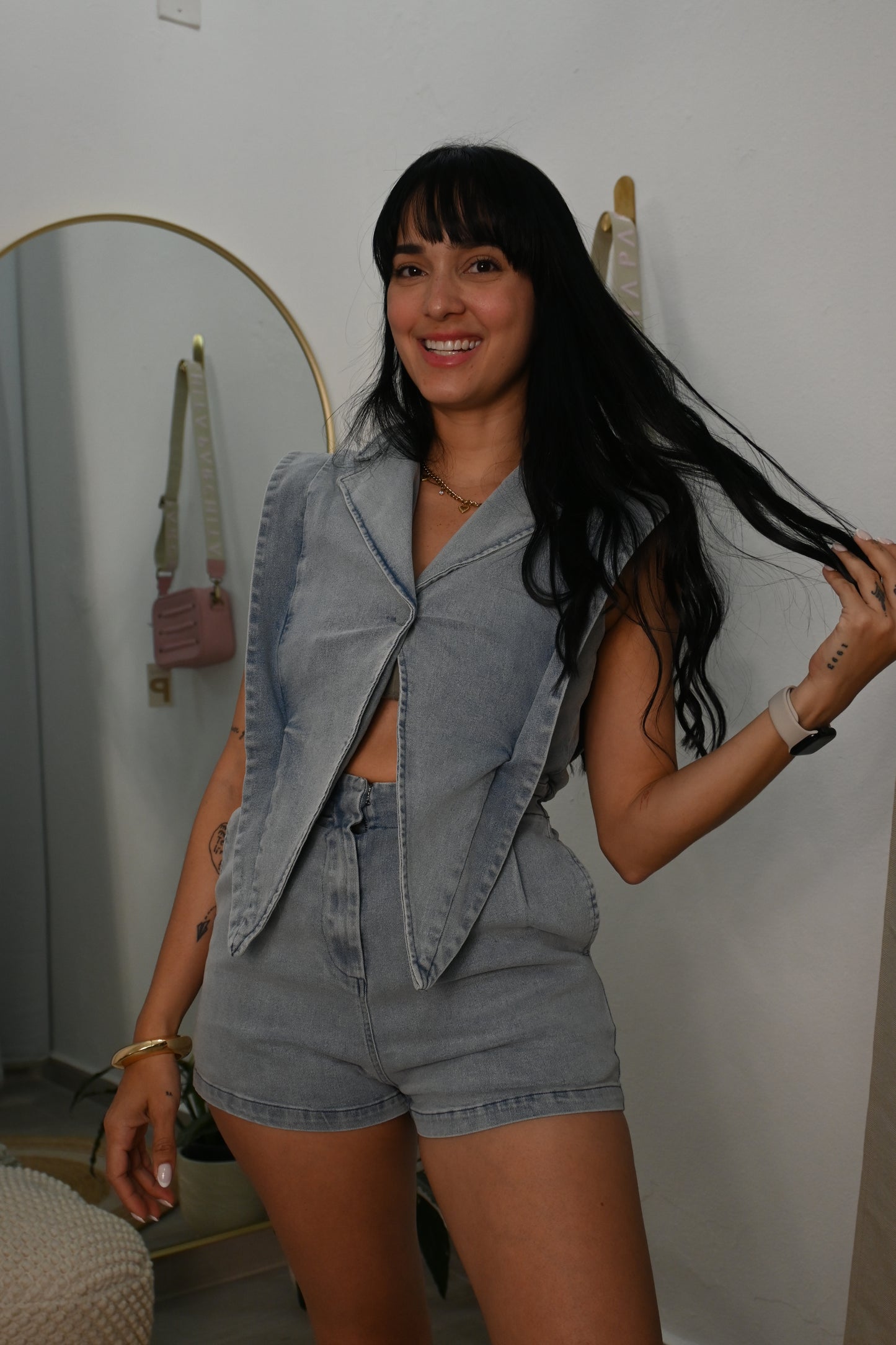 Blazer Style Denim Romper