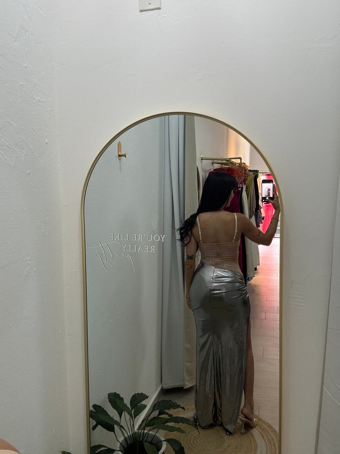 Silver Metallic Maxi Dress