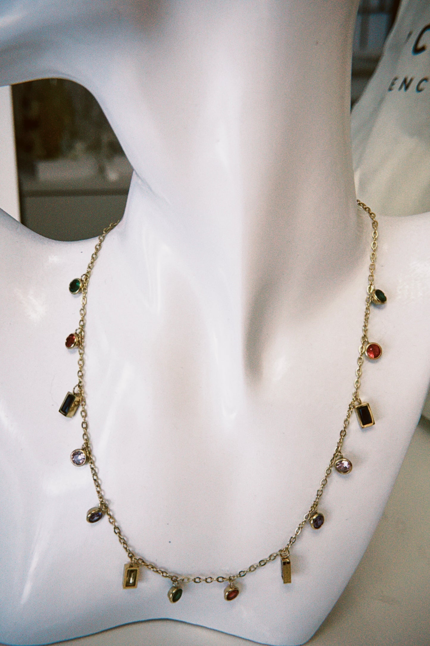 Multicolor Stones Gold Necklace
