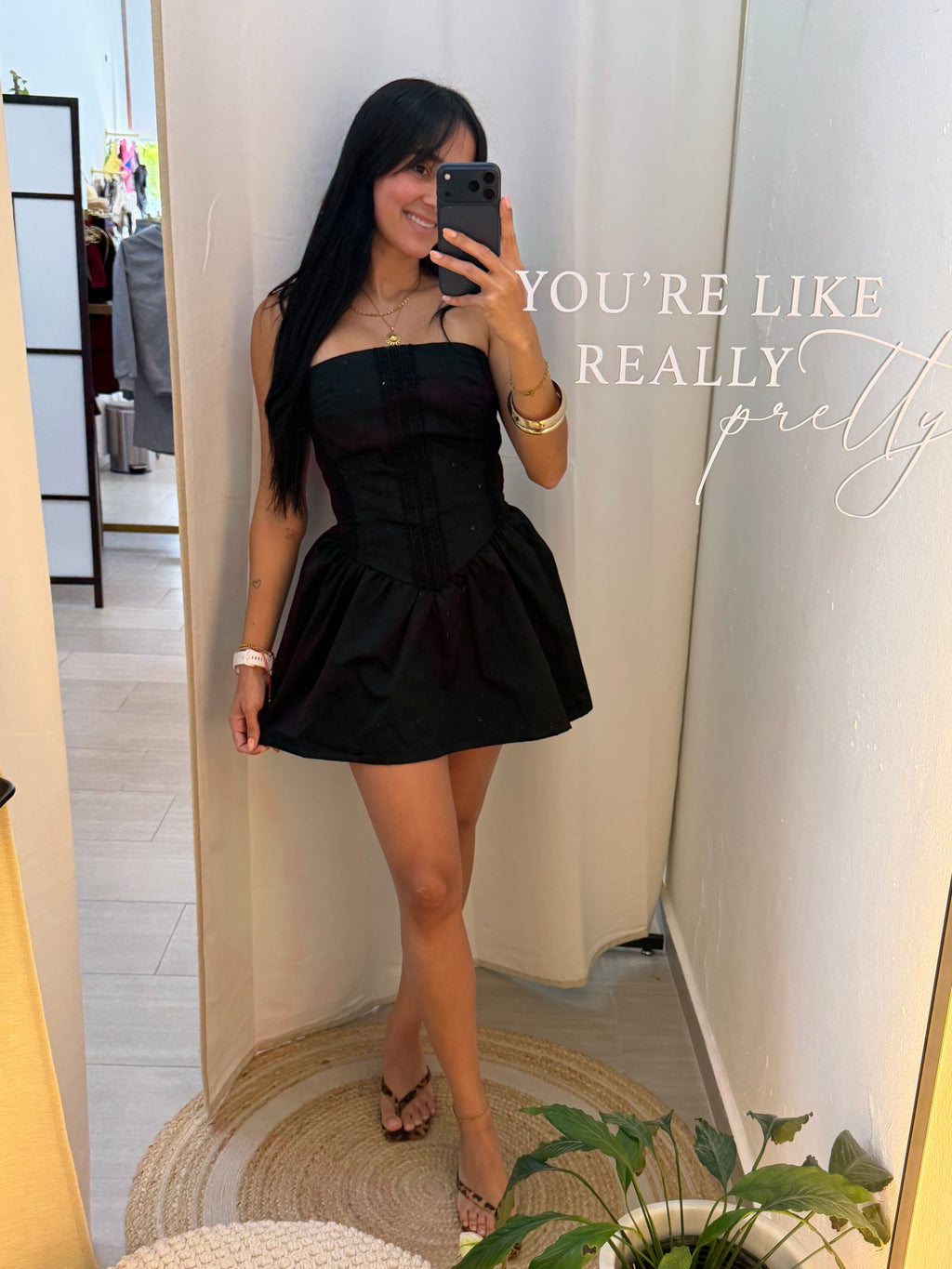 Mini Dress Black Strapless