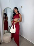Ruched Hem Maxi Dress Burgundy