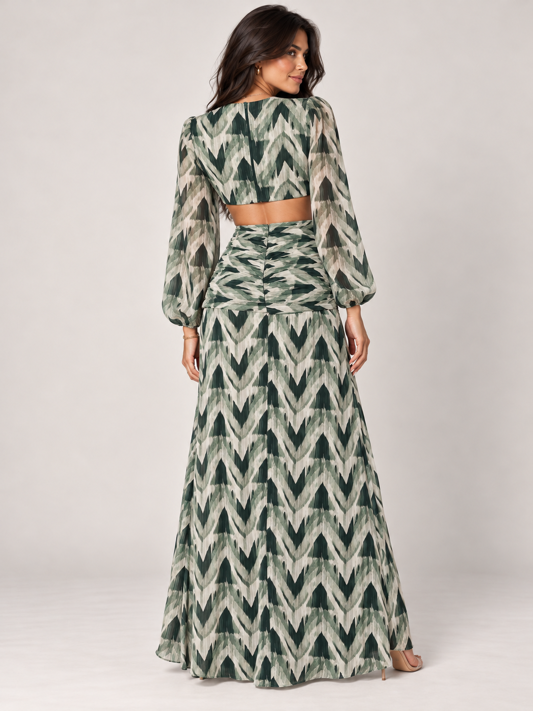 Green Long Sleeve Maxi Dress