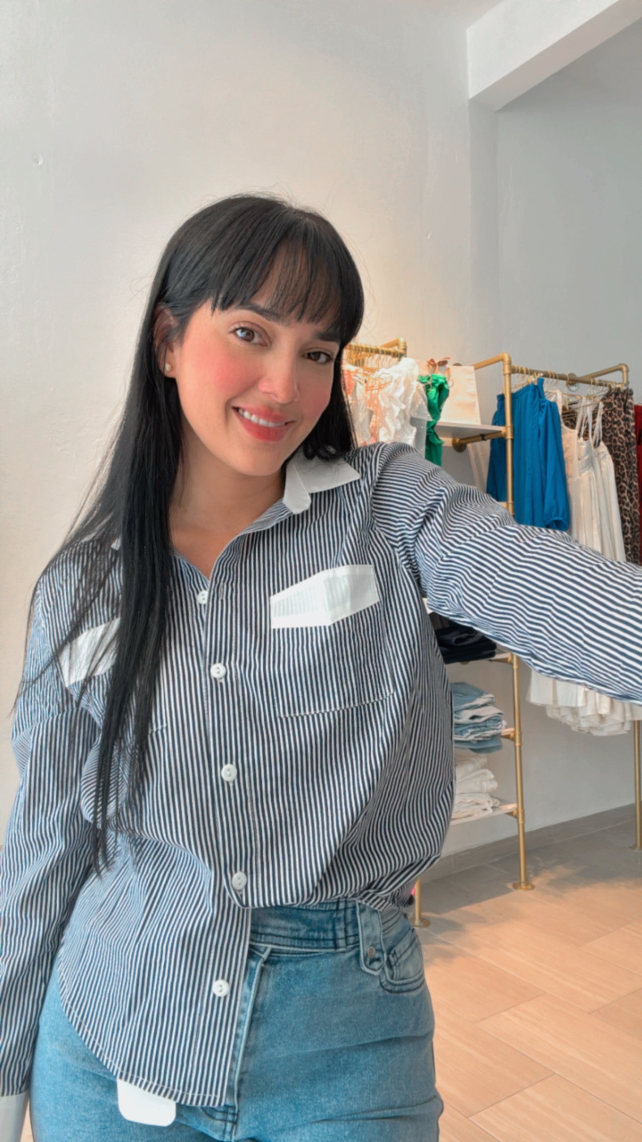 Blue and White Stripes Shirt Long Sleeve