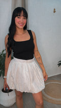 White Poplin Balloon Skirt
