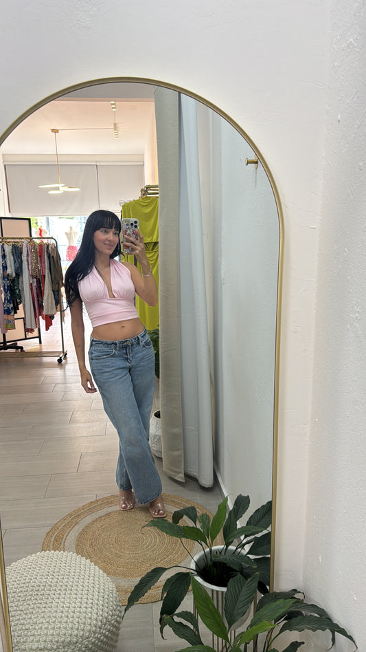Halter Backless Tanks Pink