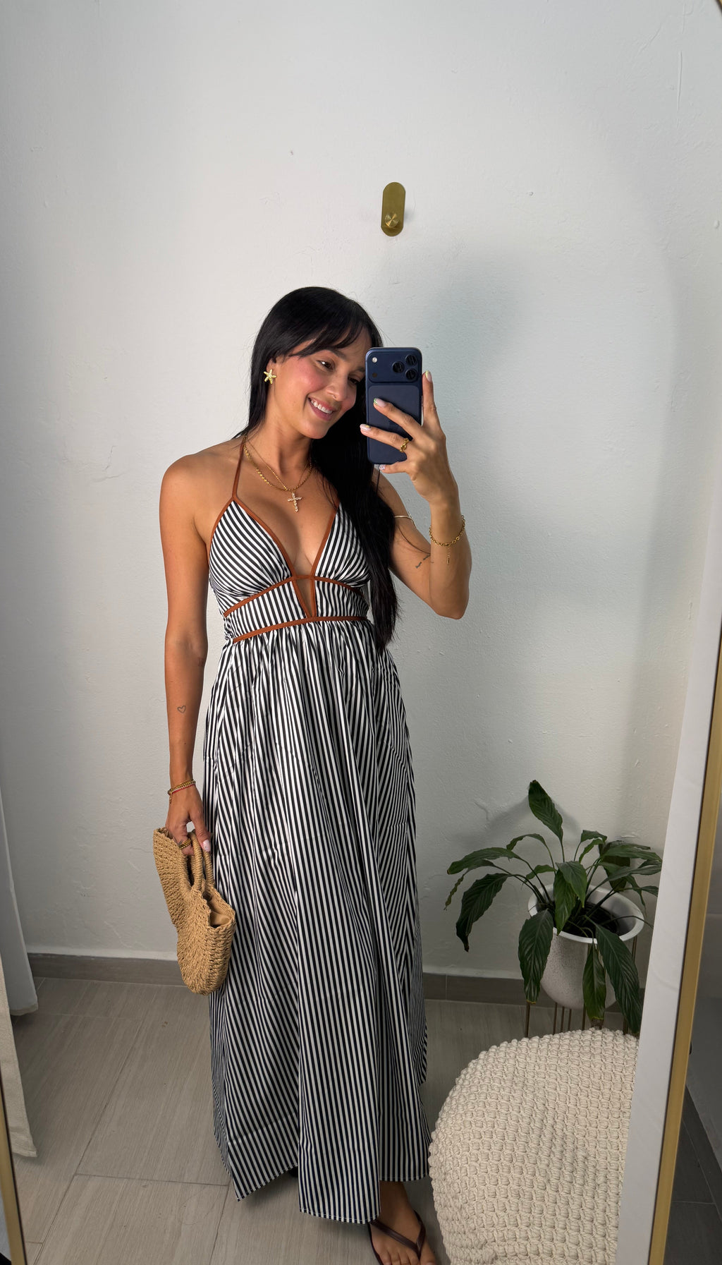 Black Stripes Maxi Dress