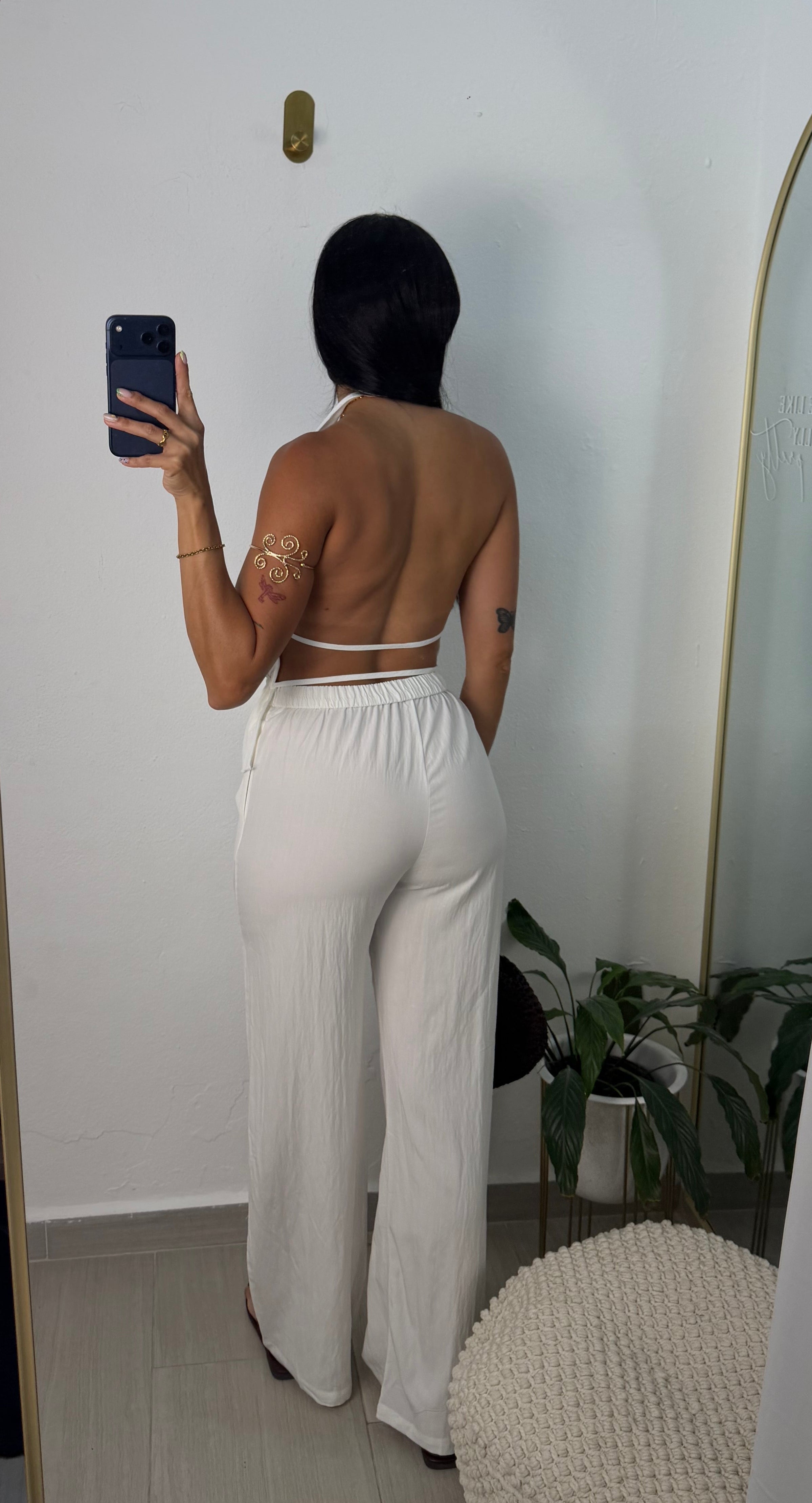 White Long Pants Set