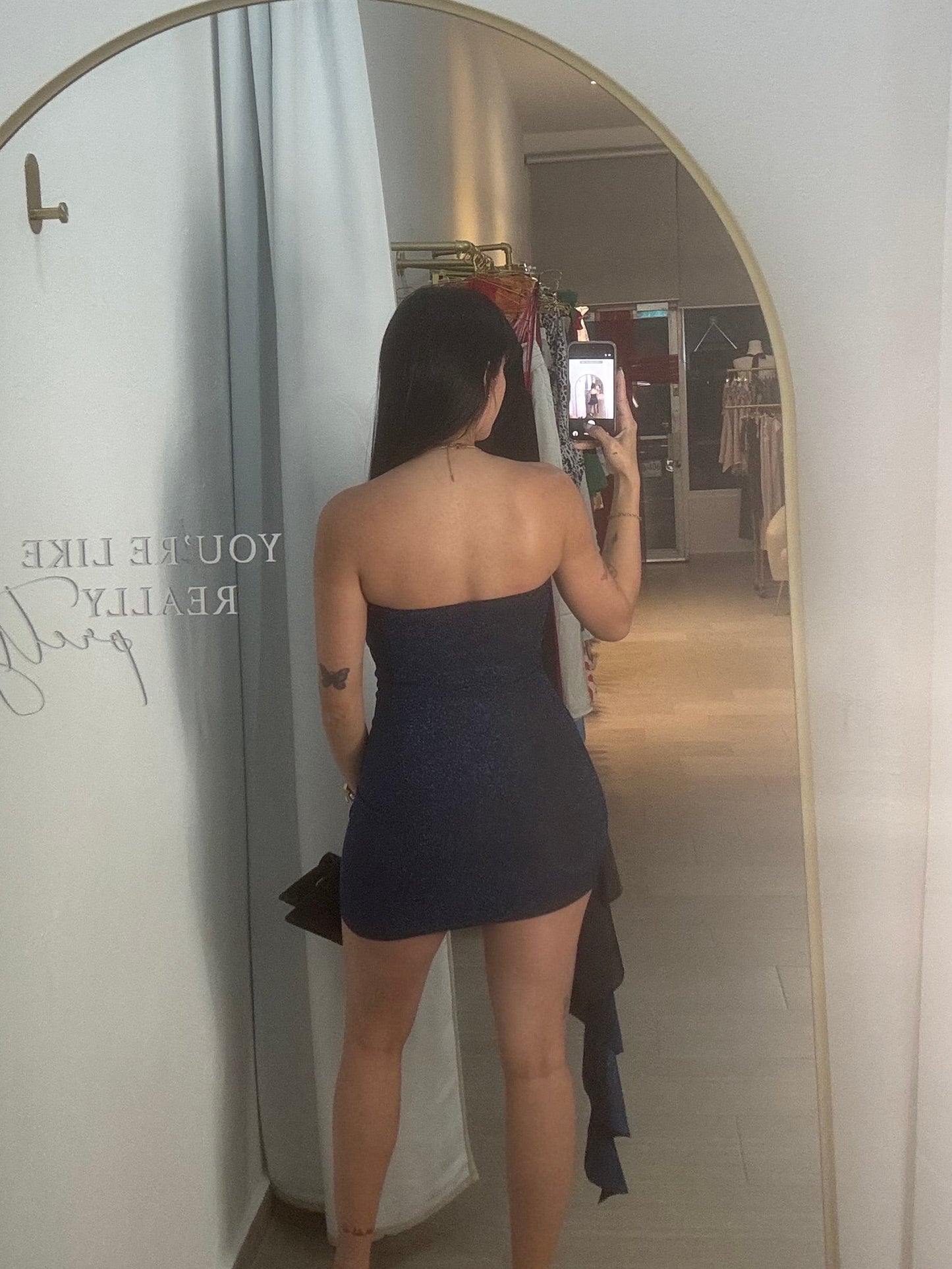 Dark Blue Strapless Mini Dress