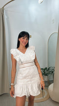White Floral Dress W Ruffle Sleeve