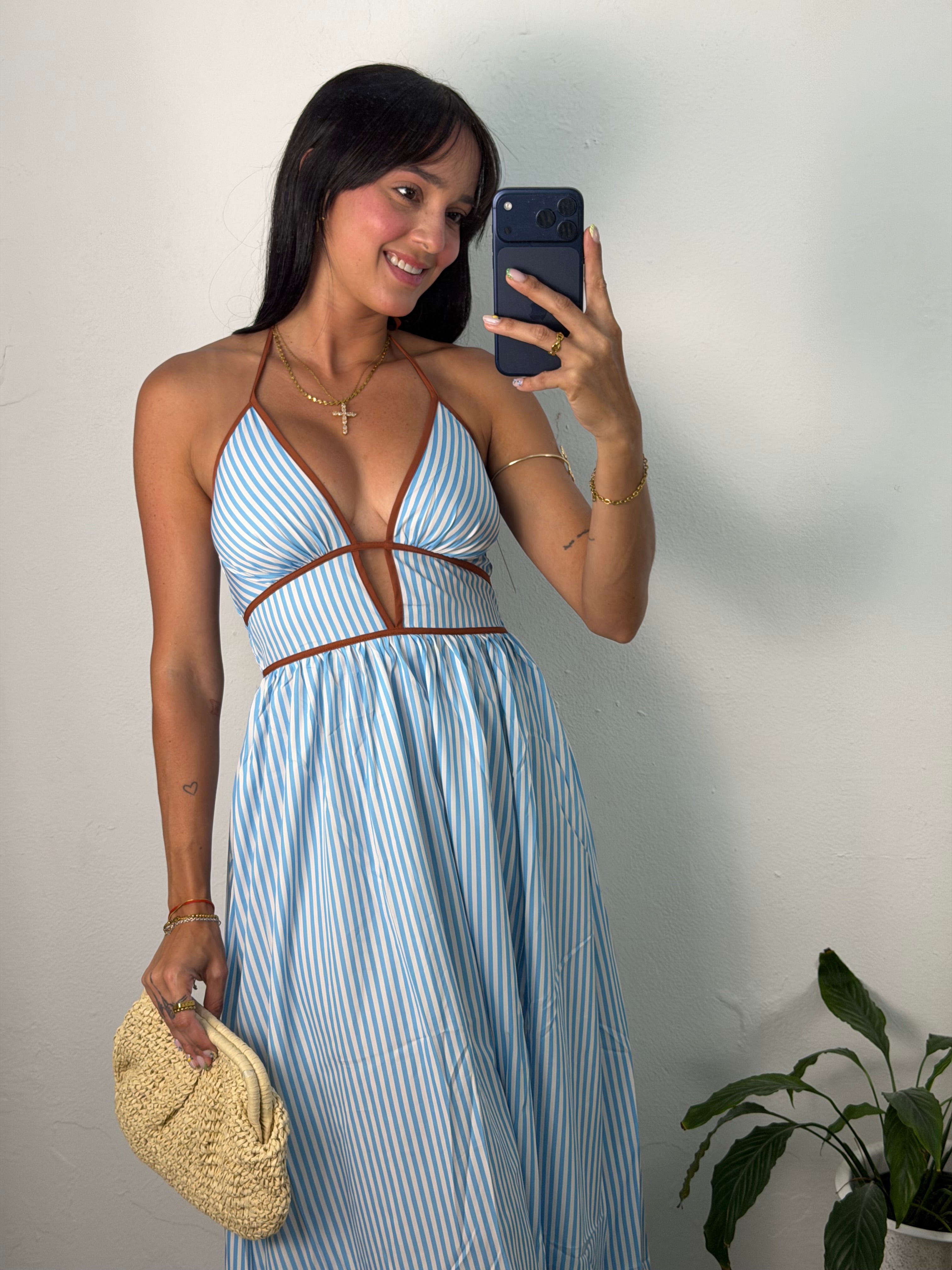 Blue Stripes Maxi Dress