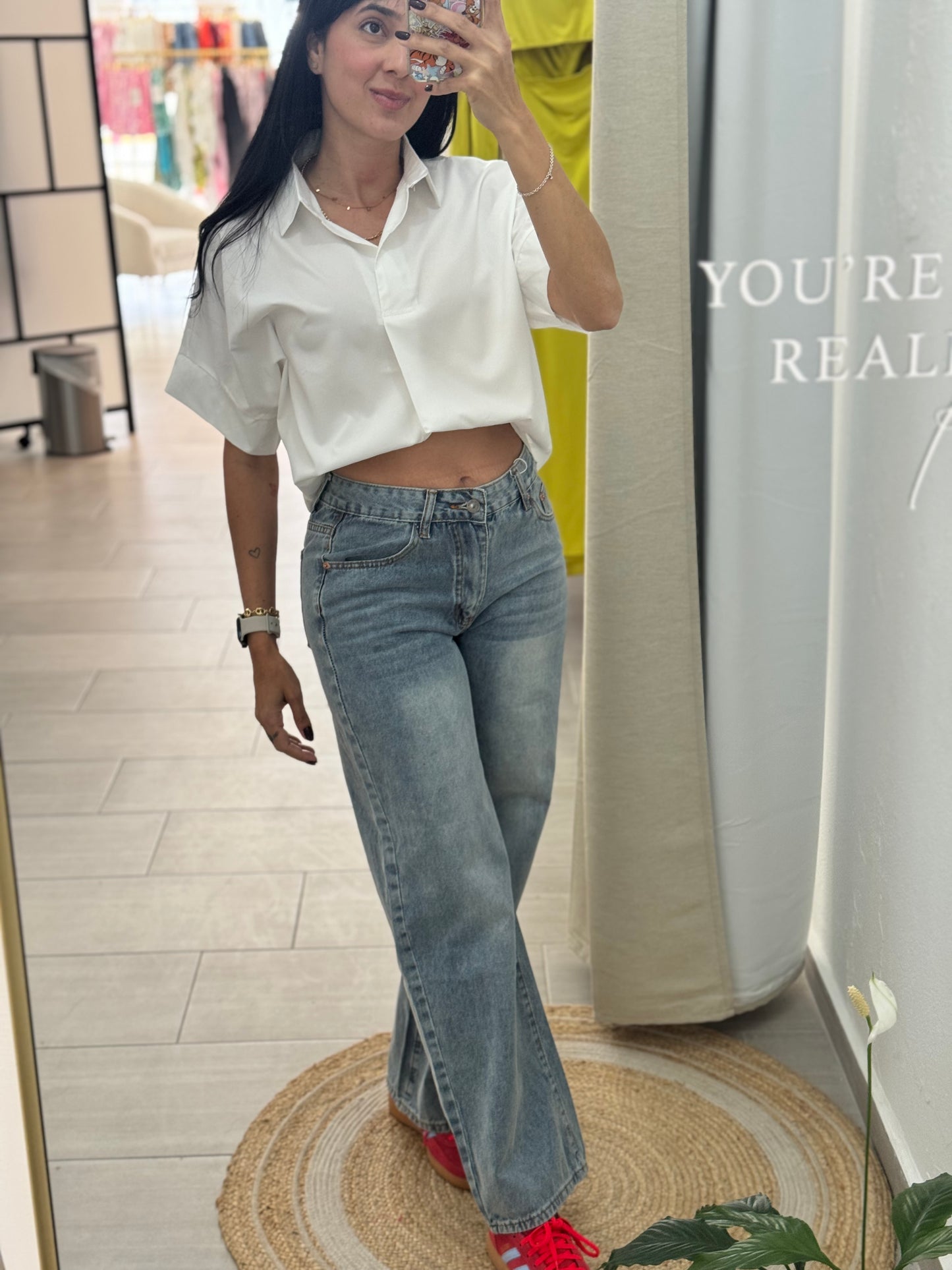 White Shirt Collar Top