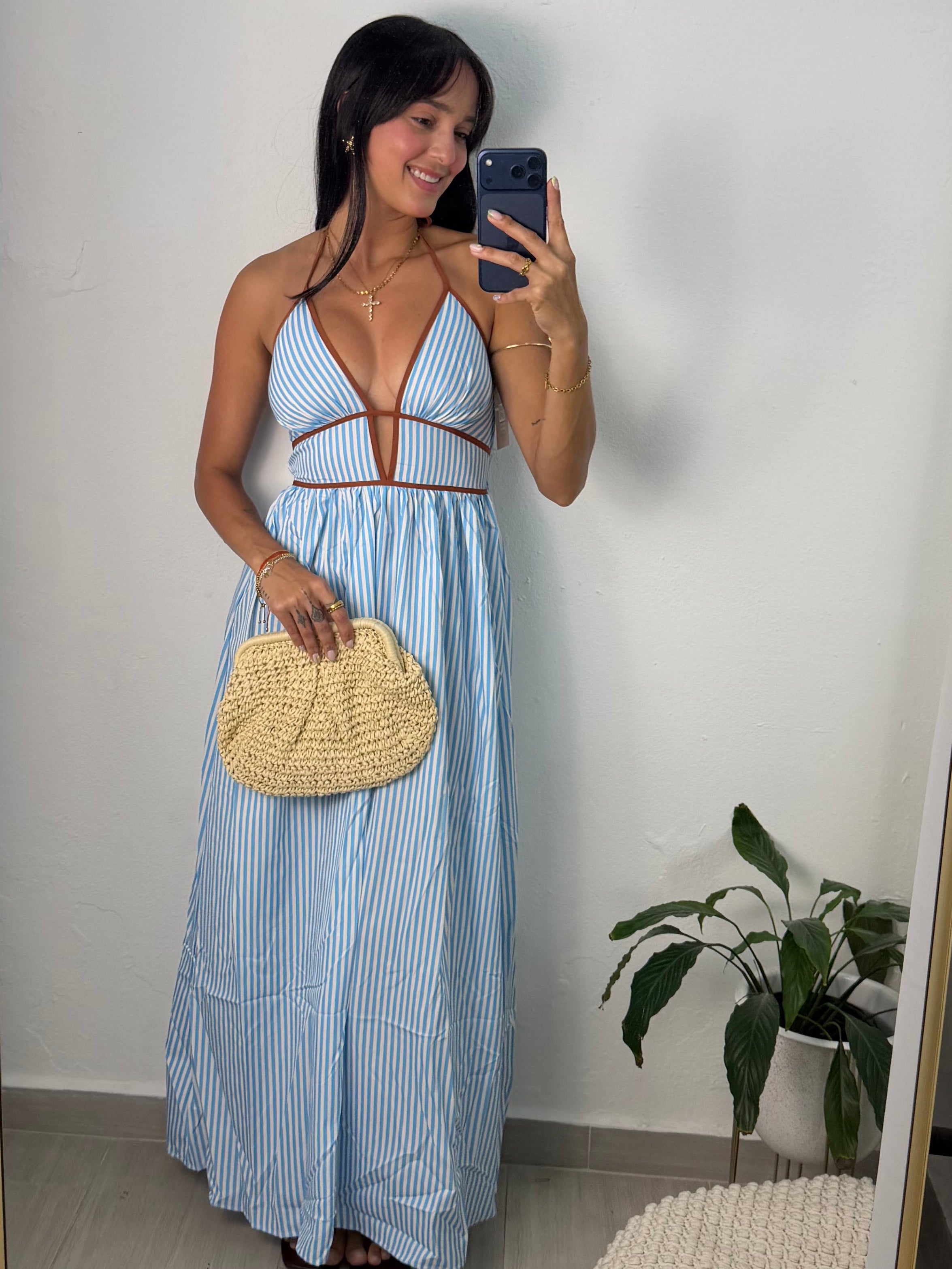 Blue Stripes Maxi Dress