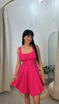 Fucshia Mini Dress W Tie