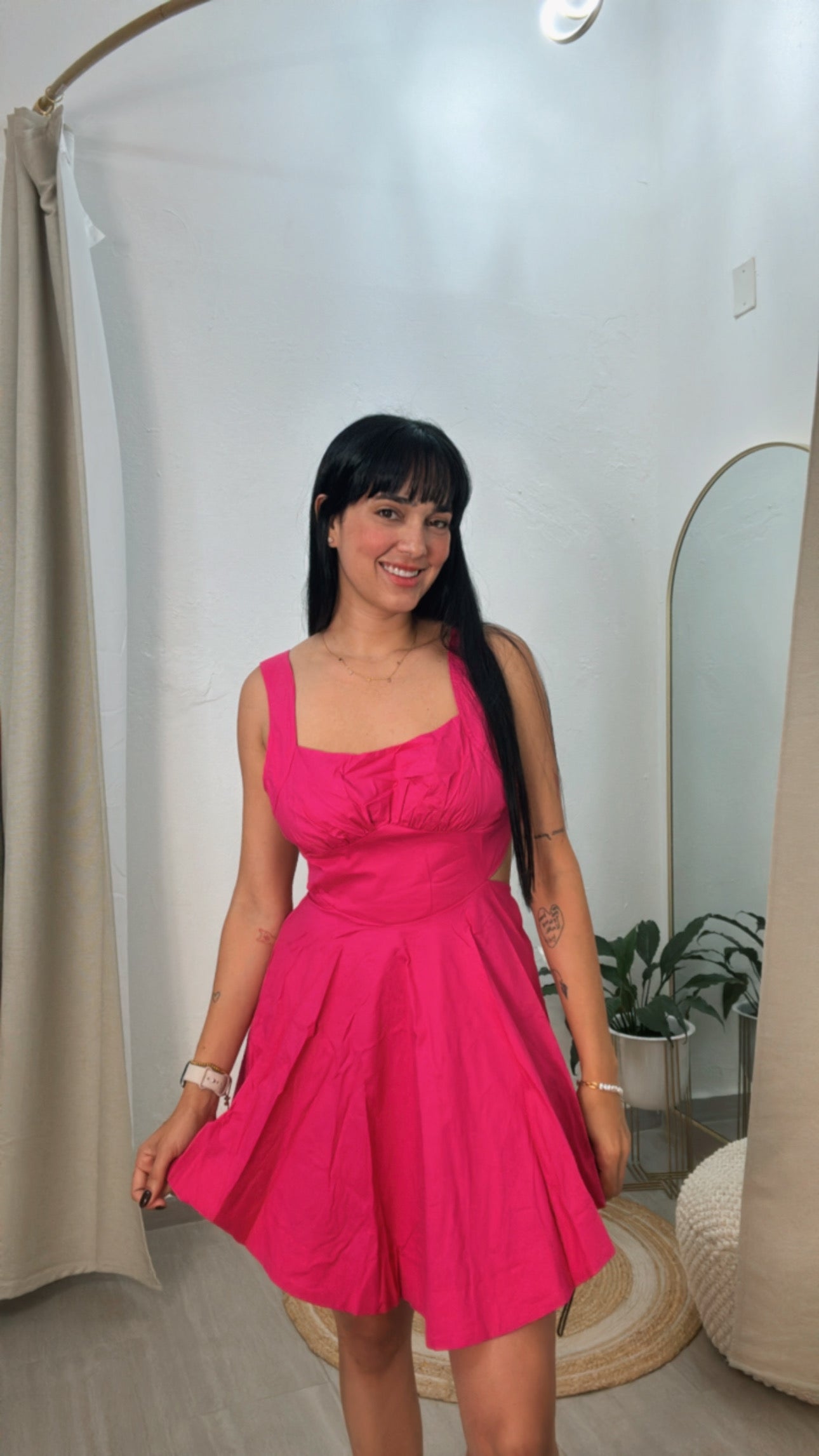 Fucshia Mini Dress W Tie