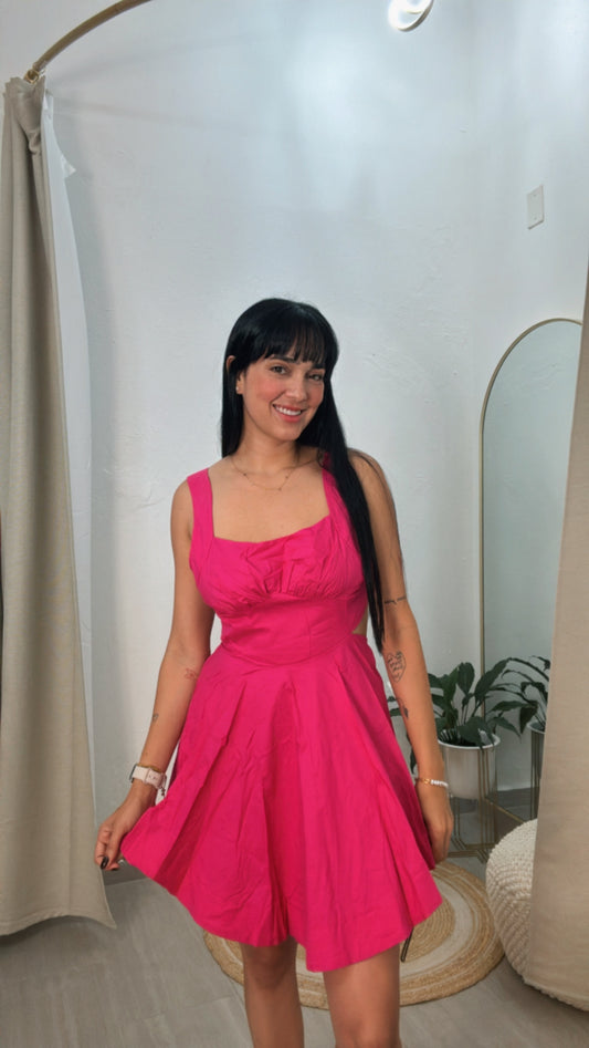 Fucshia Mini Dress W Tie