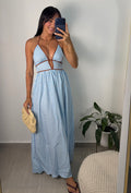 Blue Stripes Maxi Dress