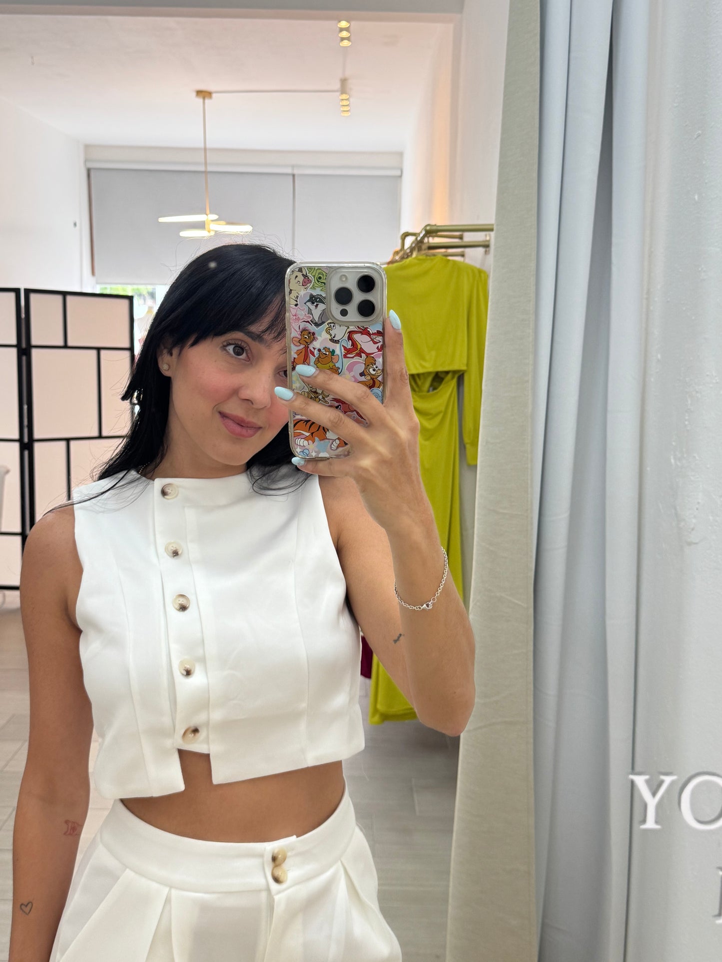 Mel White Long Pants Set