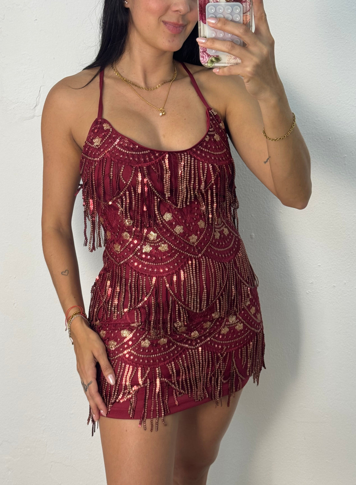 Sequin Fringe Mini Dress