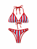 Red and Blue Striped Swimsuit