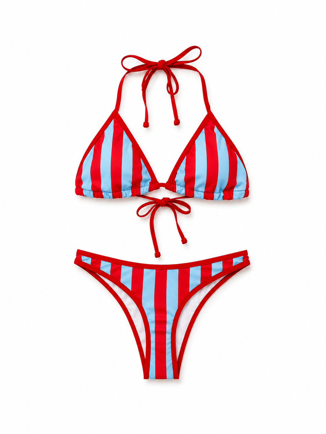 Red and Blue Striped Swimsuit