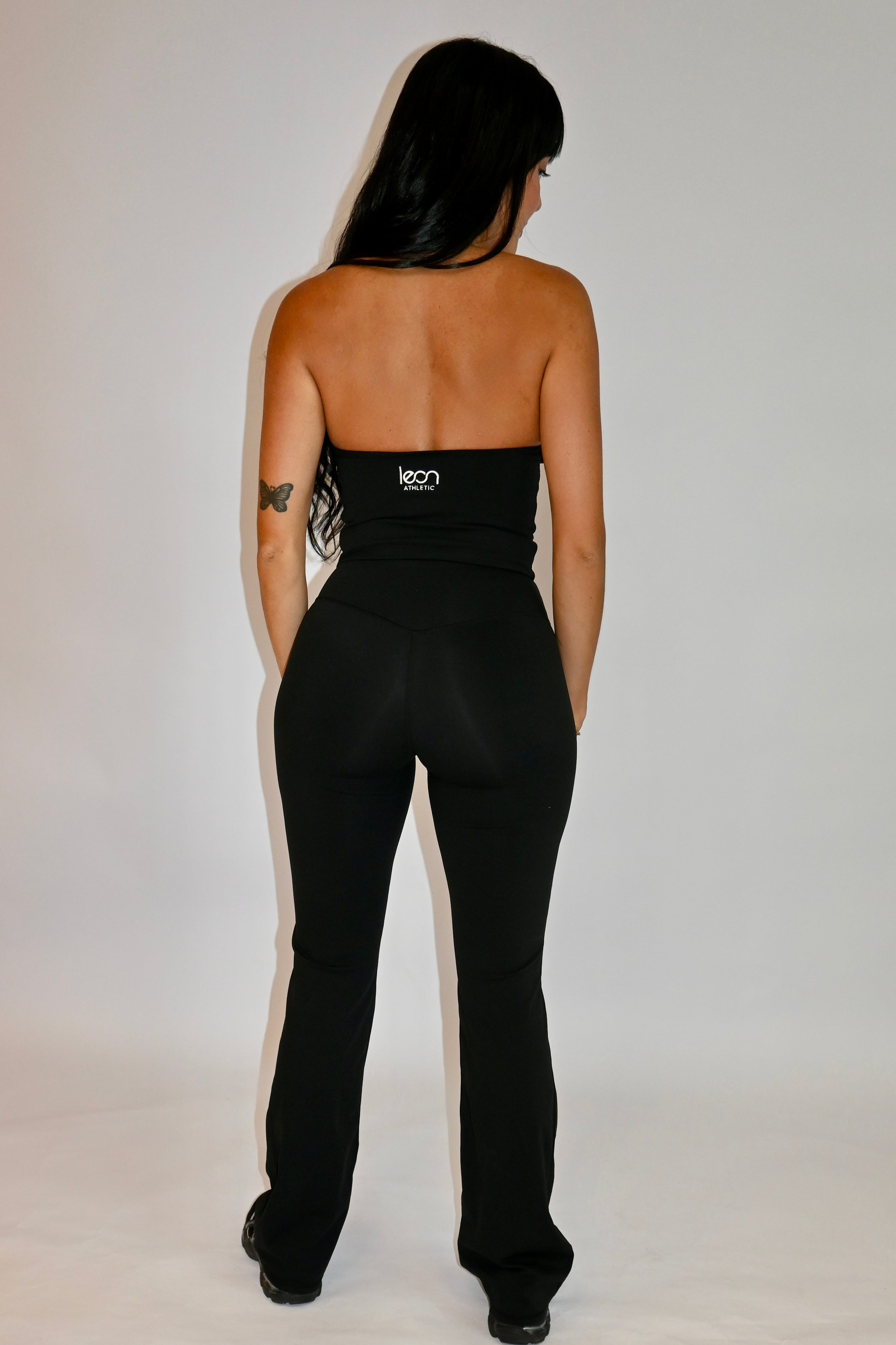 Black Halter Vest and Long Pants Gym Set