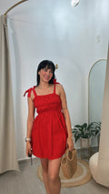 Red Dress Tie Shoulder