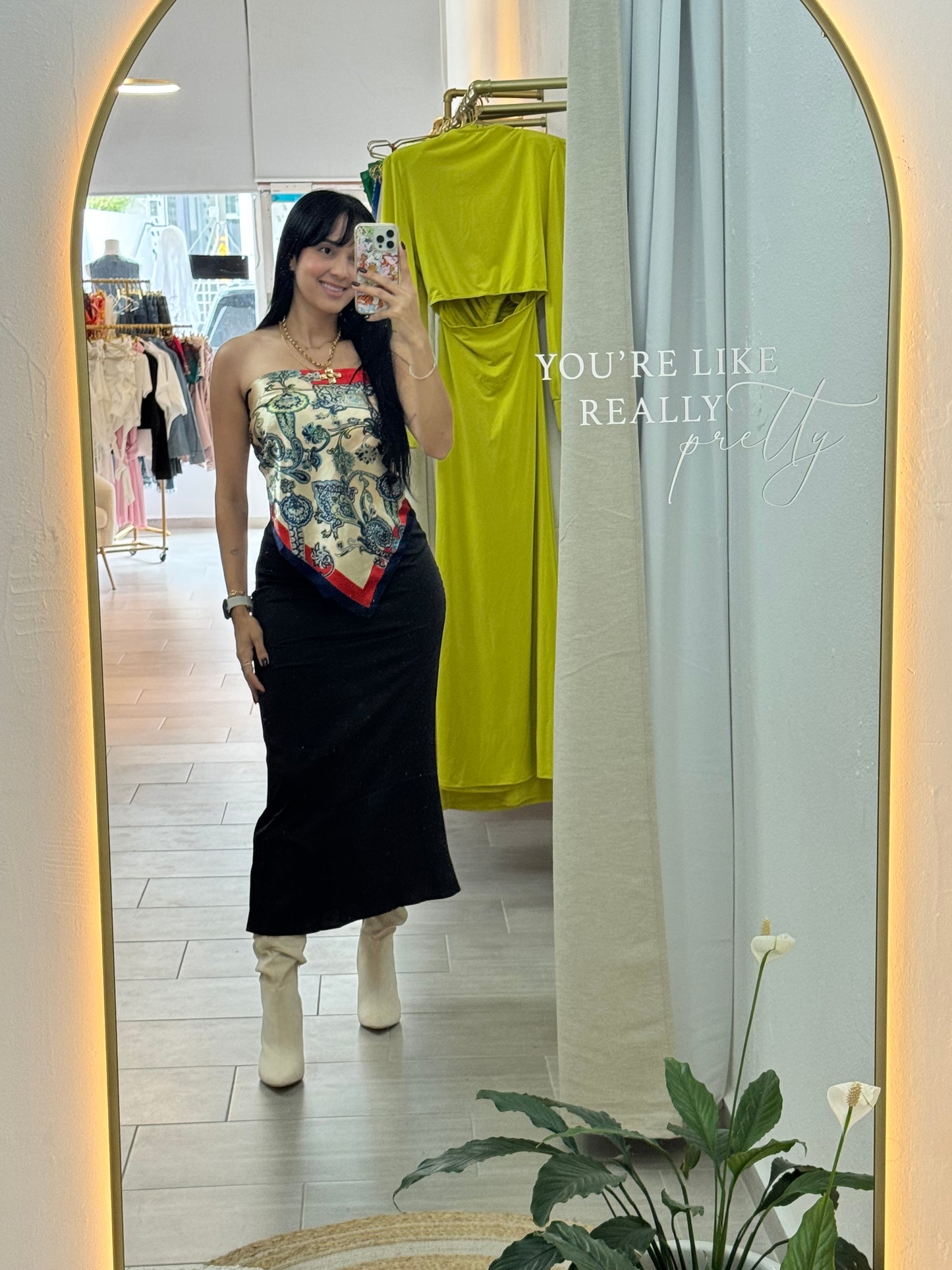 Black Midi Satin Skirt