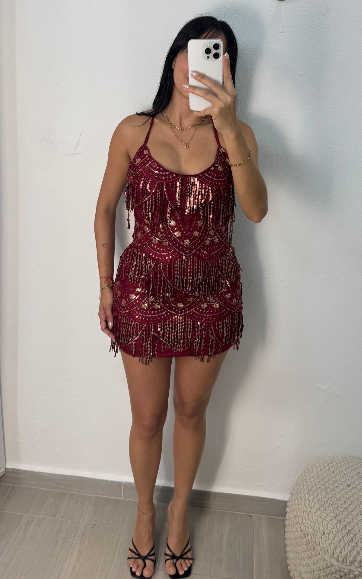 Sequin Fringe Mini Dress