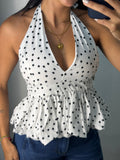 White Polka Dot Halter Top