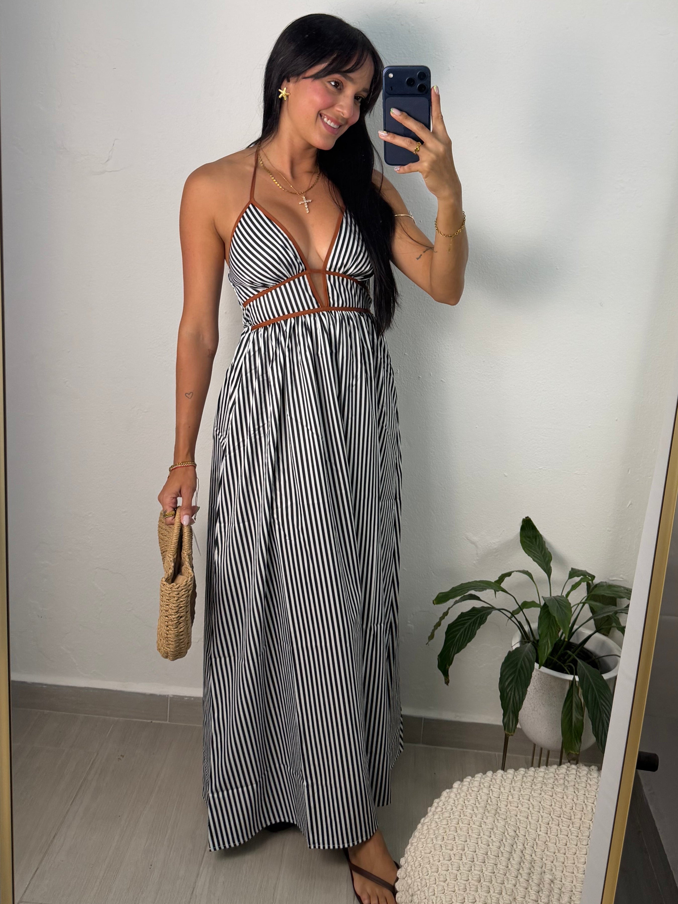 Black Stripes Maxi Dress