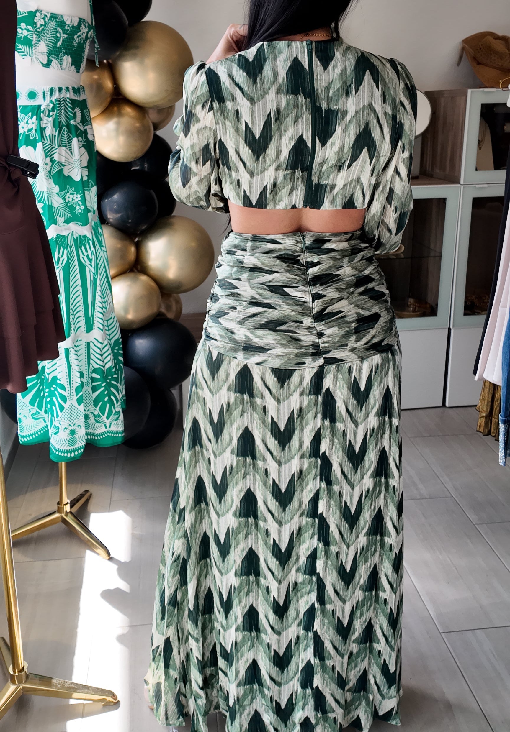 Green Long Sleeve Maxi Dress