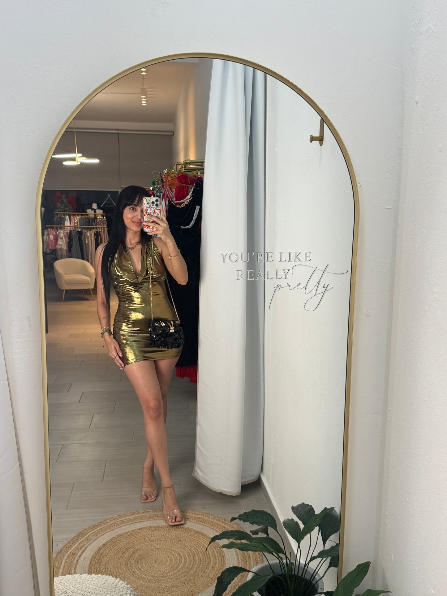 Metallic Gold Mini Dress