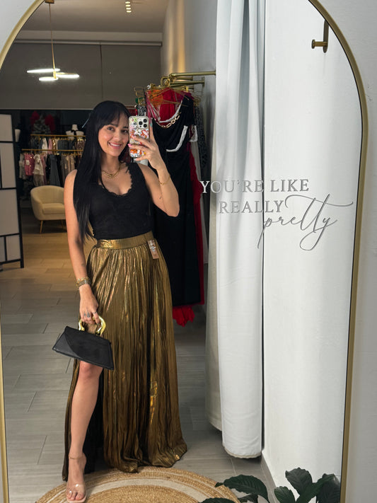 Golden Metallic High Rise Skirts