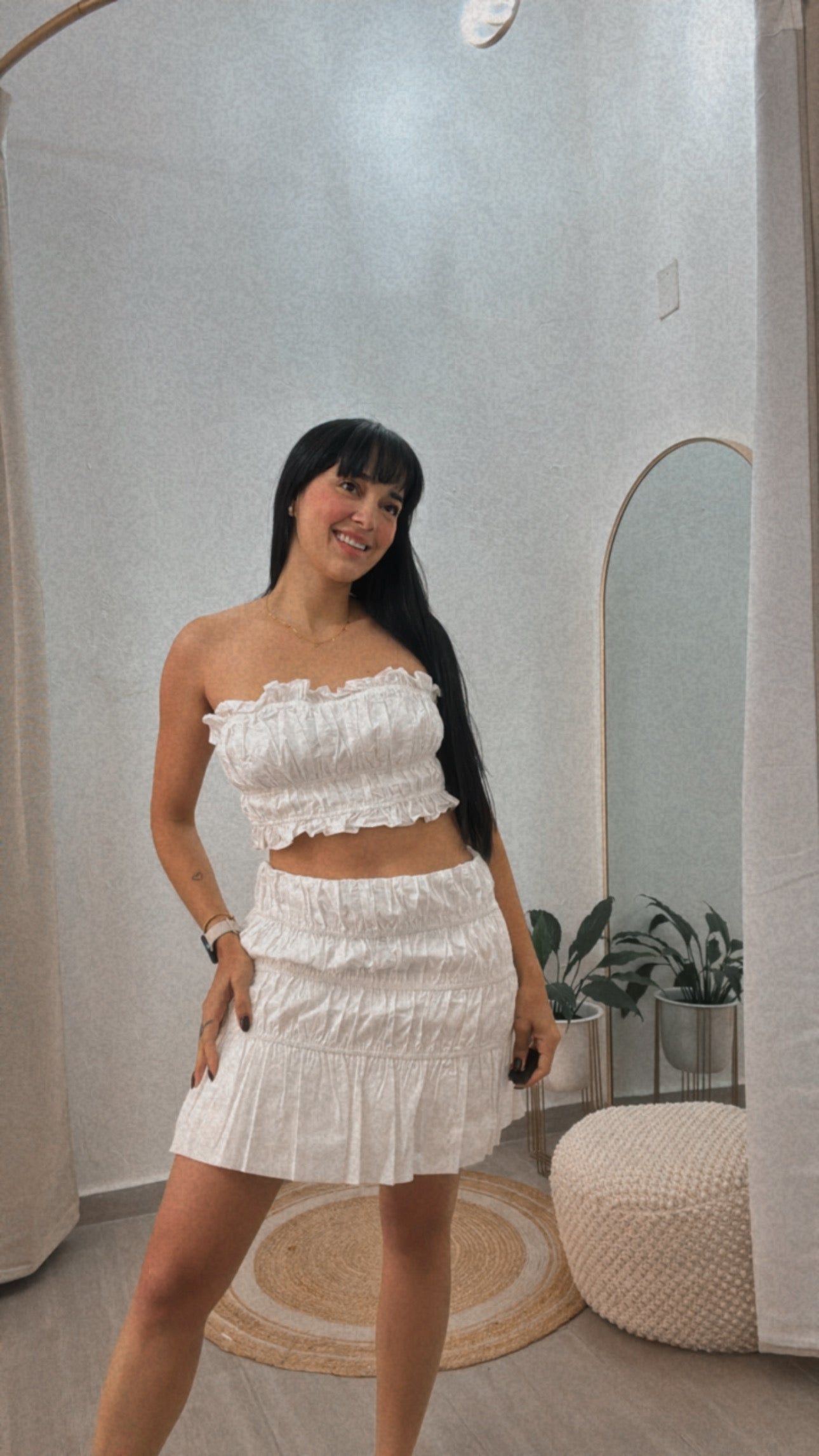 Meli White Skirt & Top Set