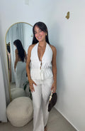 White Long Pants Set