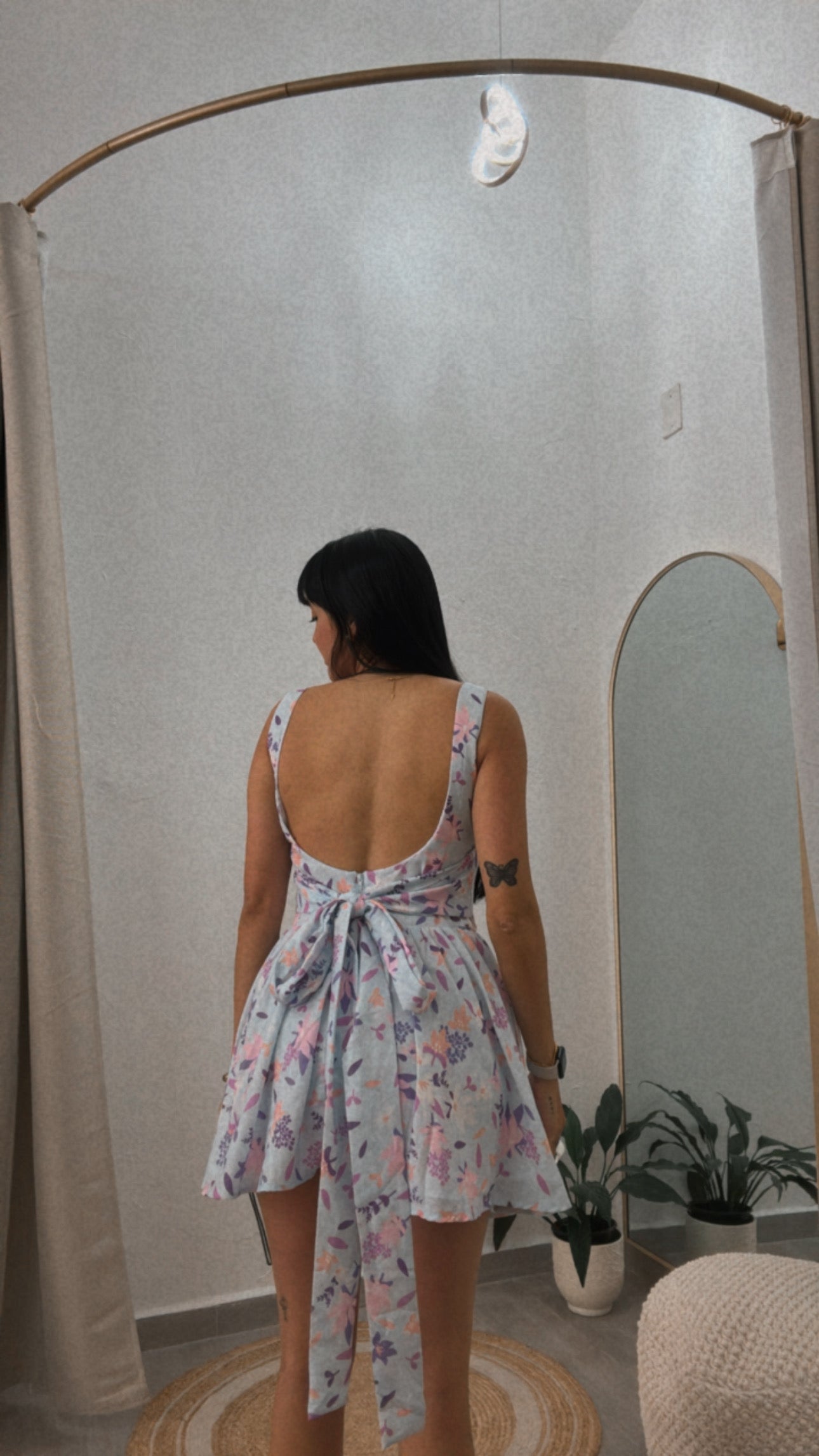 Mini Dress Blue Back Tie