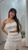 Meli White Skirt & Top Set