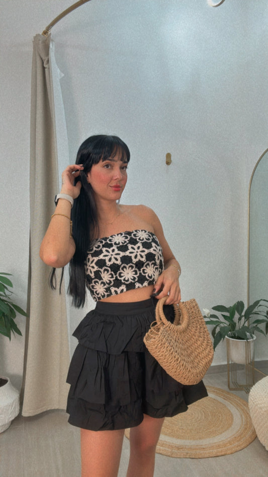 Crochet Top & Shorts Bottom Set