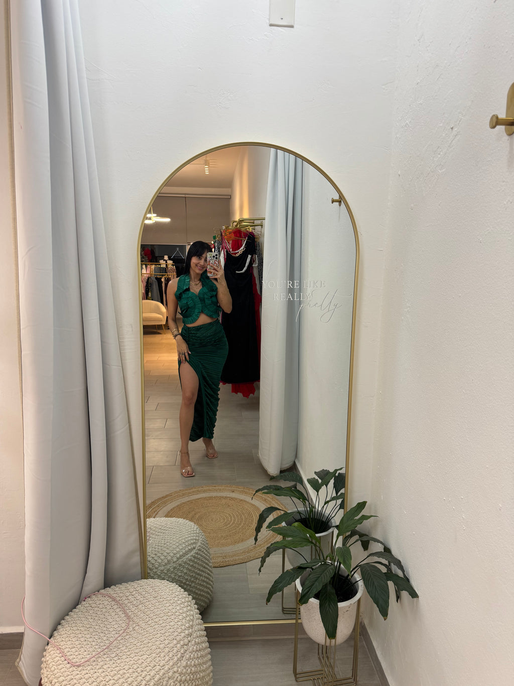 Green Halter Neck Backless Skirt Sets