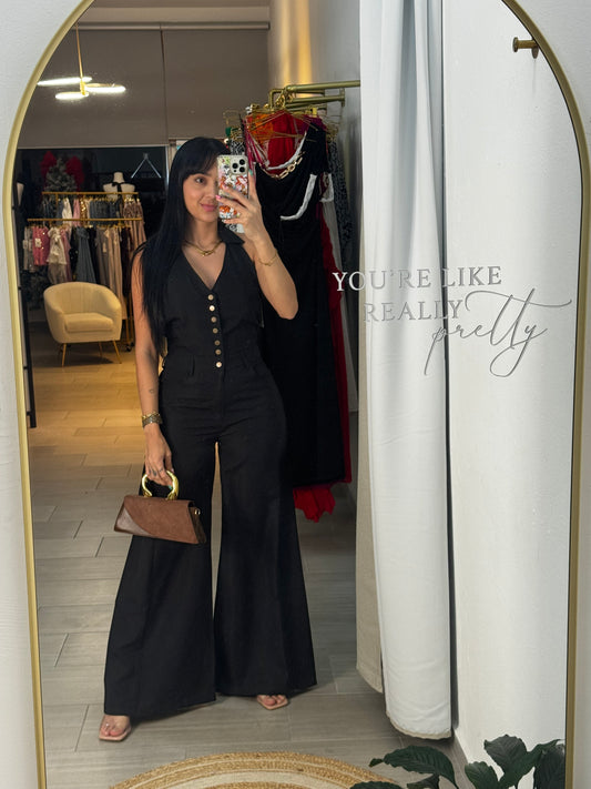 Black Backless Jumpsuits