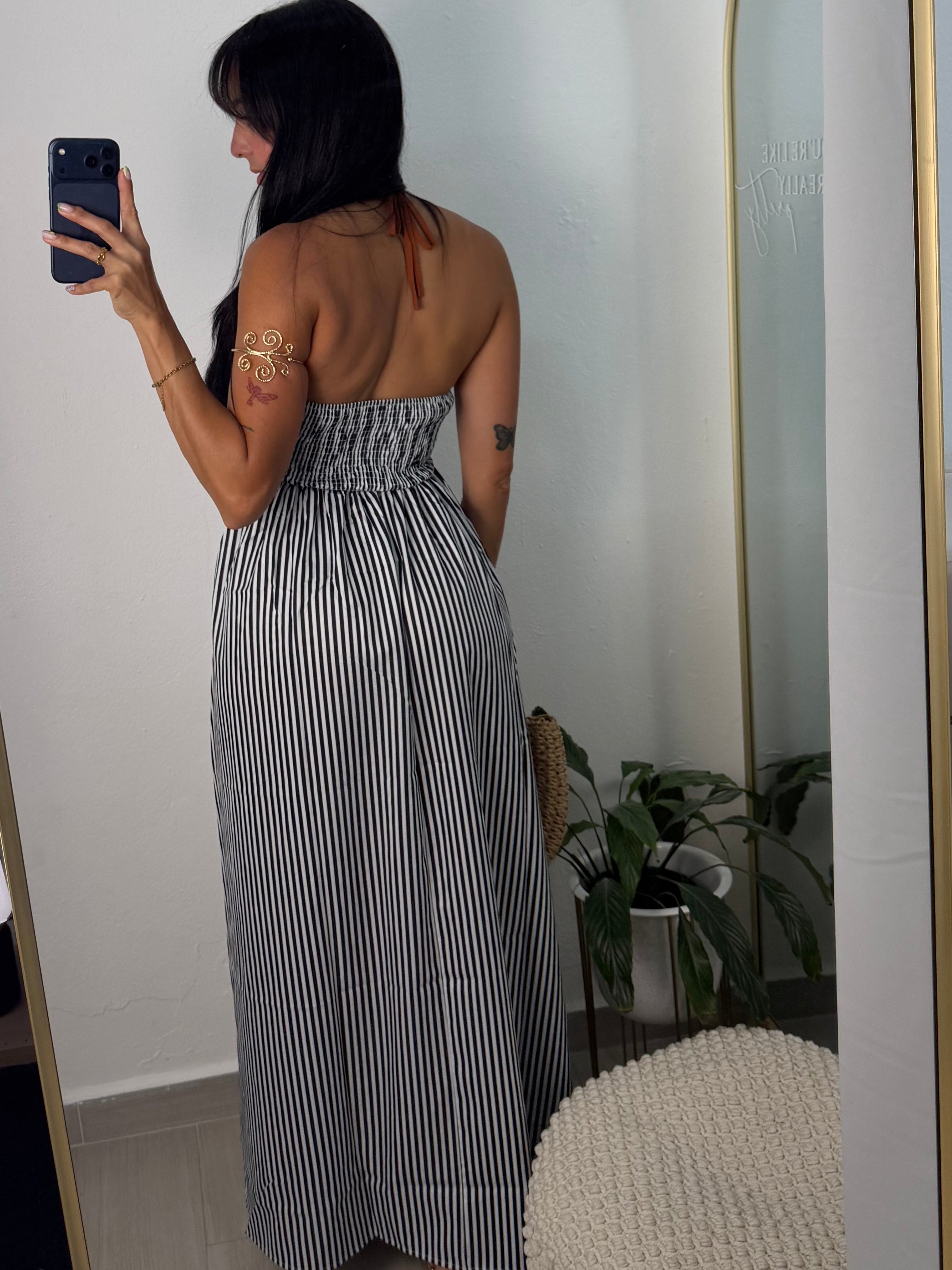 Black Stripes Maxi Dress