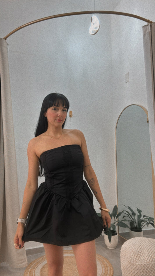 Mini Dress Black Strapless