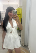 Tie Front Romper White
