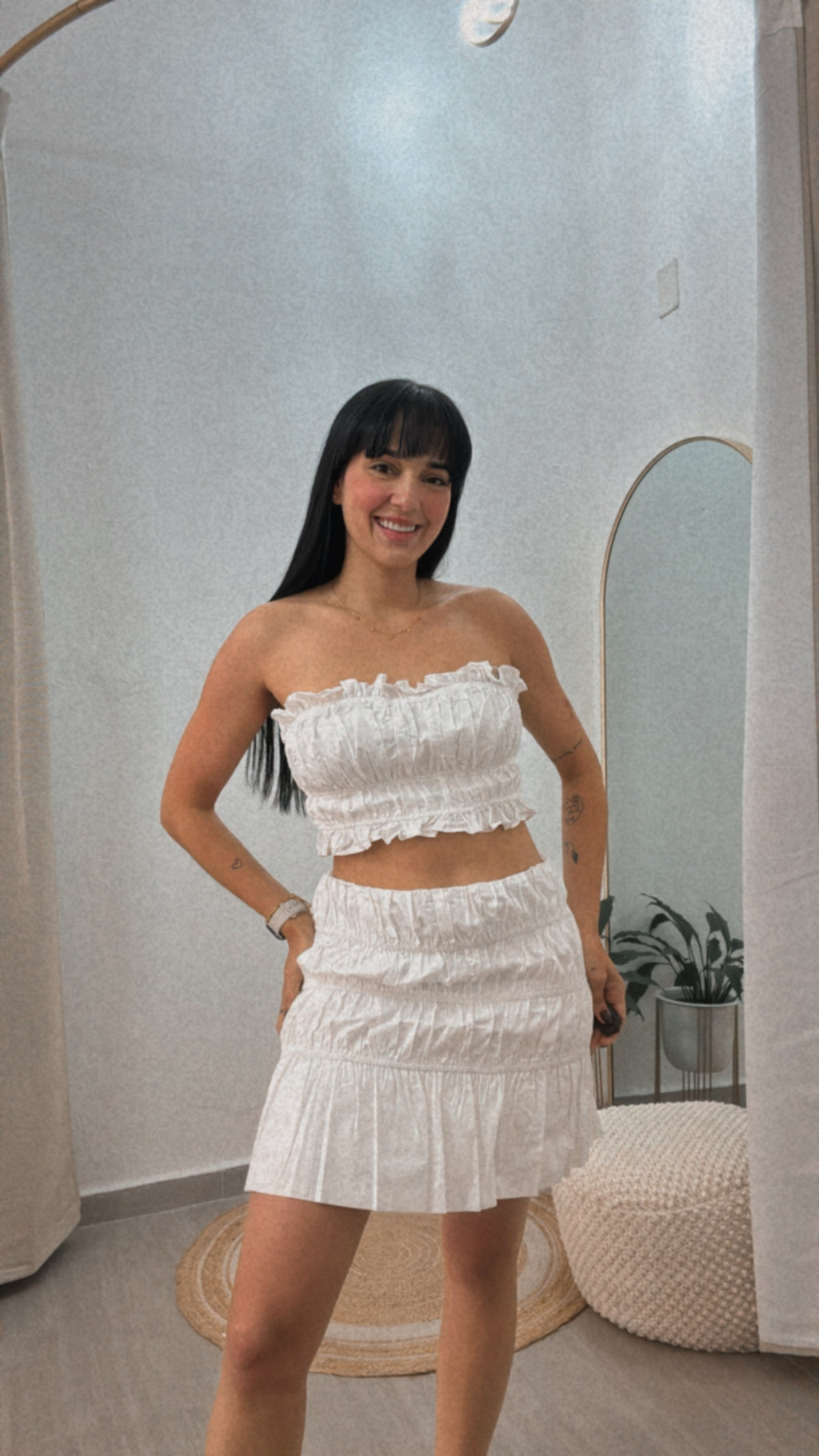 Meli White Skirt & Top Set
