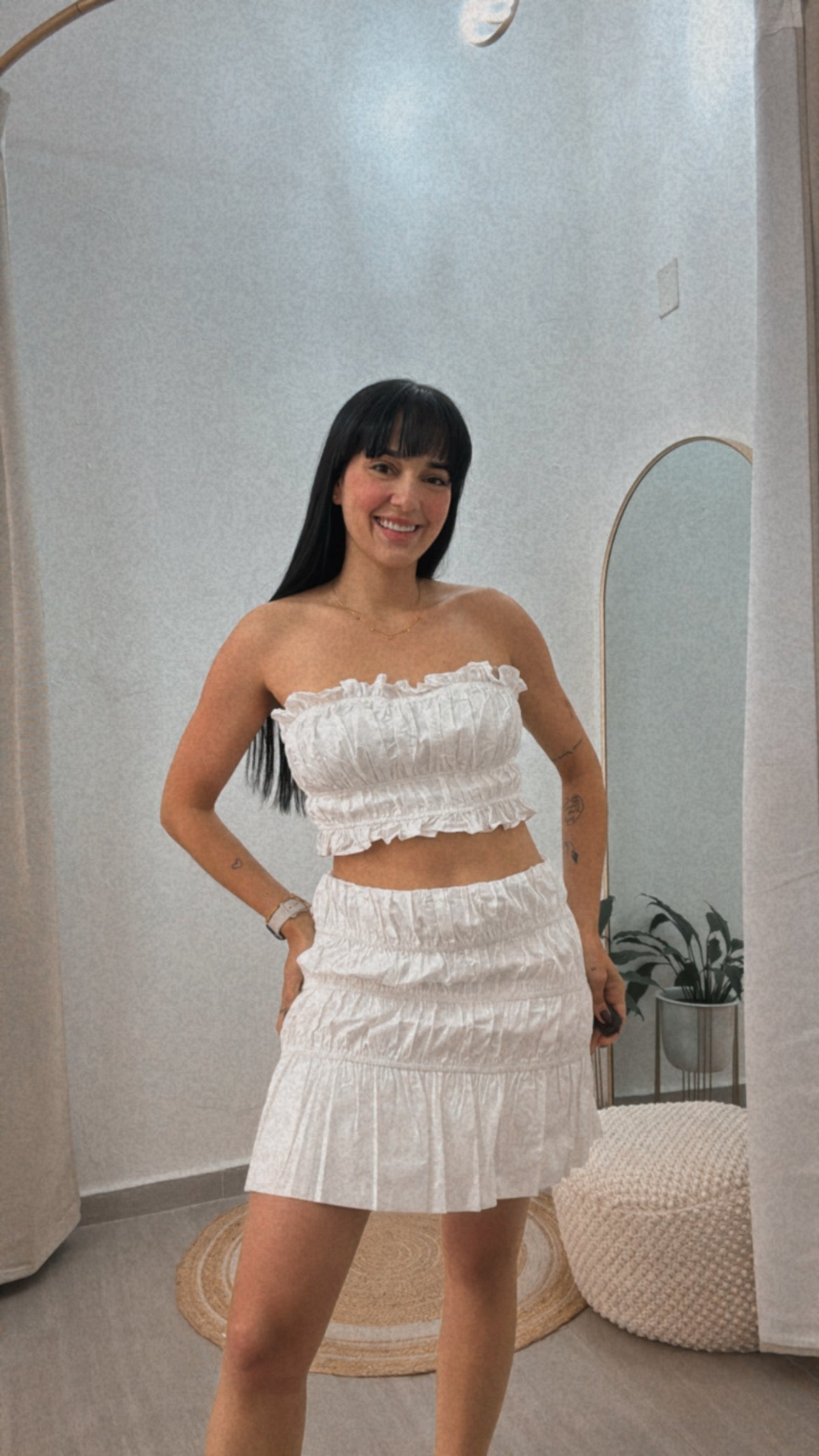 Meli White Skirt & Top Set