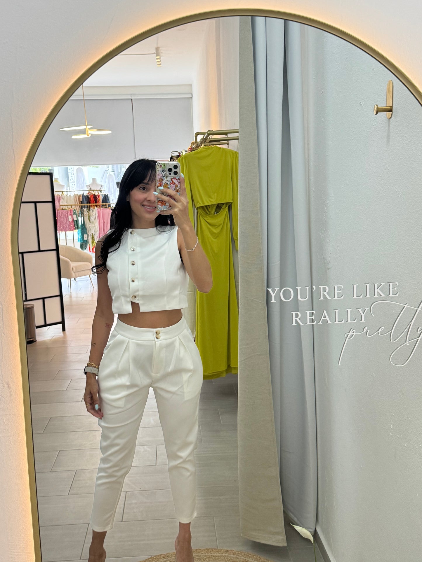 Mel White Long Pants Set