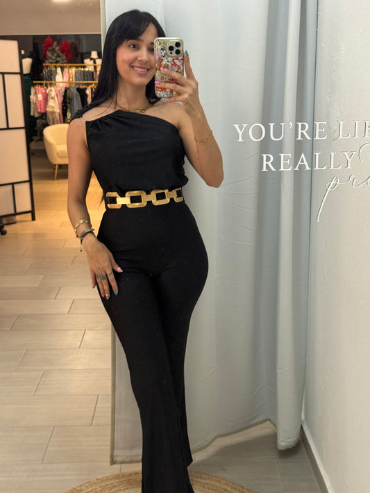 Black One Shoulder Jumpsuit